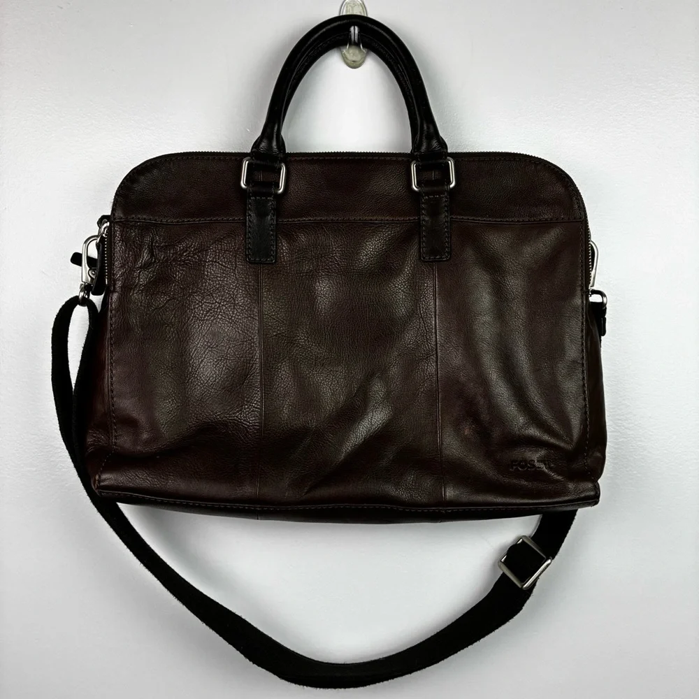 Fossil Mercer Leather Laptop Messenger Briefcase Bag